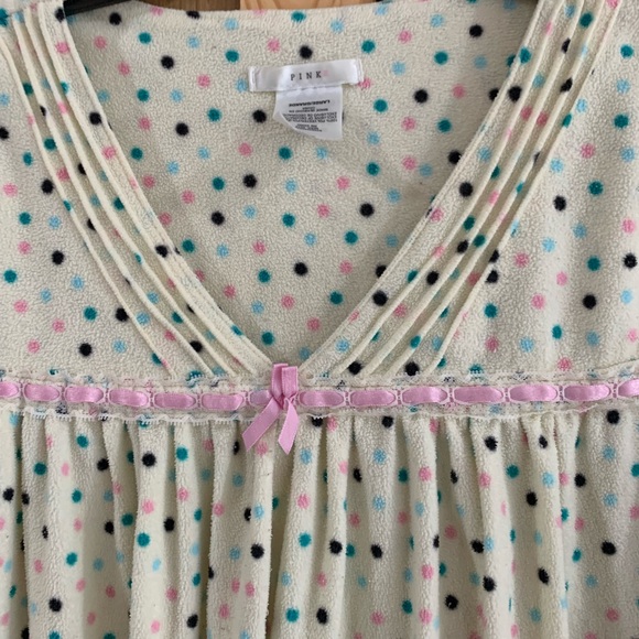 Pink K polka dot fleece nightgown size L - Picture 2 of 3
